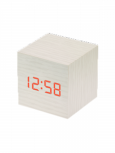 Часы электронные настольные, будильник и термометр от сети деревянные VST 869-1 Белые